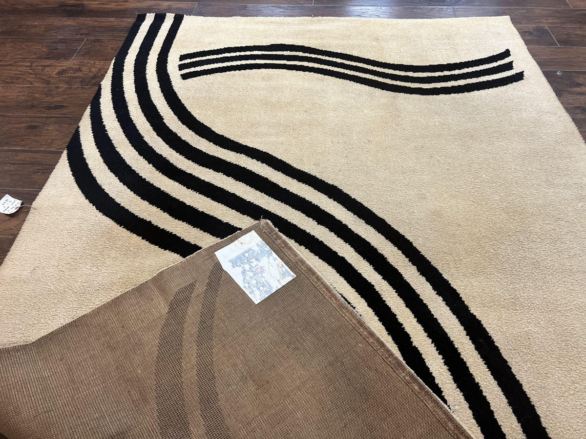 Modern Rug 6x9, Cream and Black, Abstract Pattern - Jewel Rugs, view 11