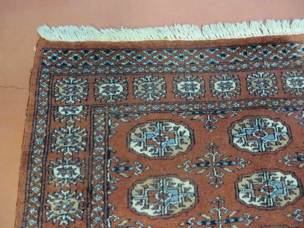 3' X 4' Vintage Handmade Pakistan Turkoman Bokhara Fine Woven Wool Rug - Jewel Rugs, view 7