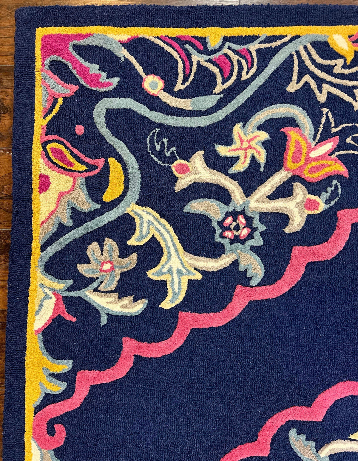 Safavieh Rug 8x10 Belagio Collection, Navy Blue Pink Yellow, Power-Loomed Wool Carpet, Floral Area Rug, Modern Rug, Room Sized 8 x 10 ft Rug - Jewel Rugs, view 7