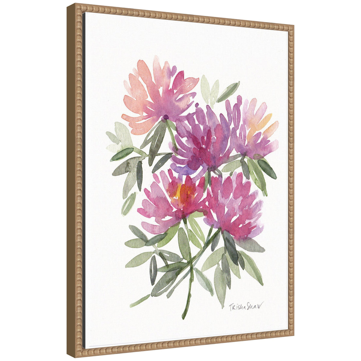 Sylvie Abstract Watercolor Pink Floral Framed Canvas by Patricia Shaw
