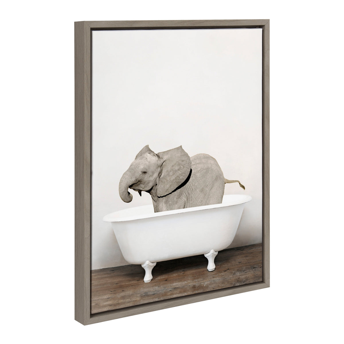 Sylvie Baby Elephant in the Tub Color Framed Canvas by Amy Peterson Art Studio