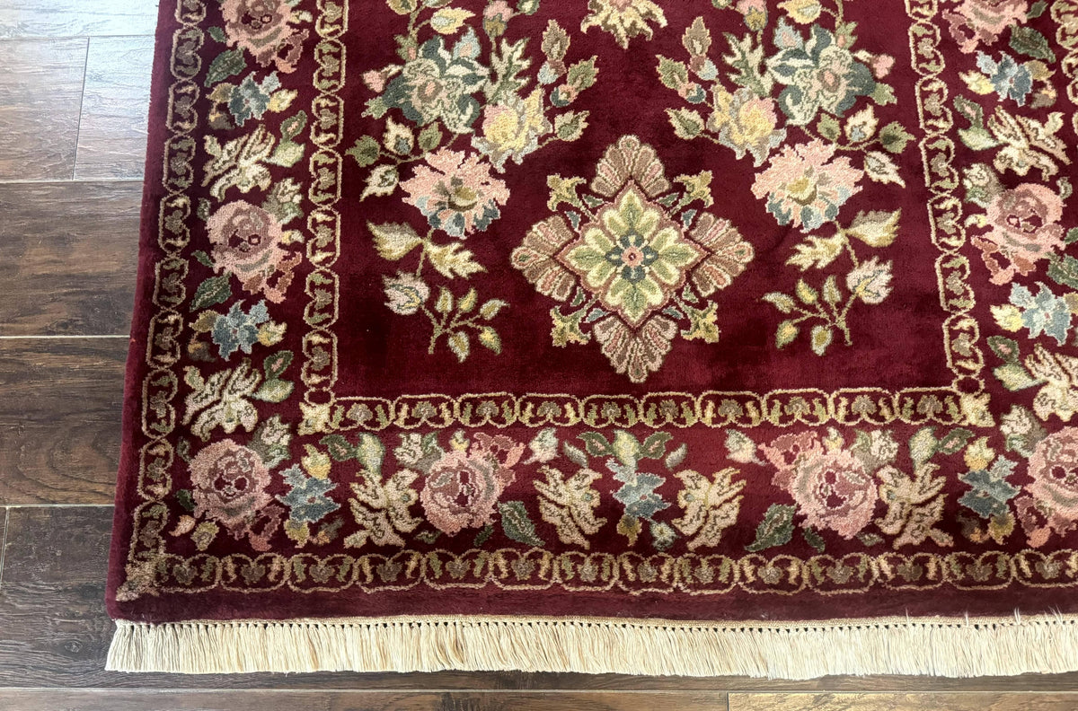 Indo Persian Kerman Rug 4x6, Burgundy, Floral - Jewel Rugs, view 9
