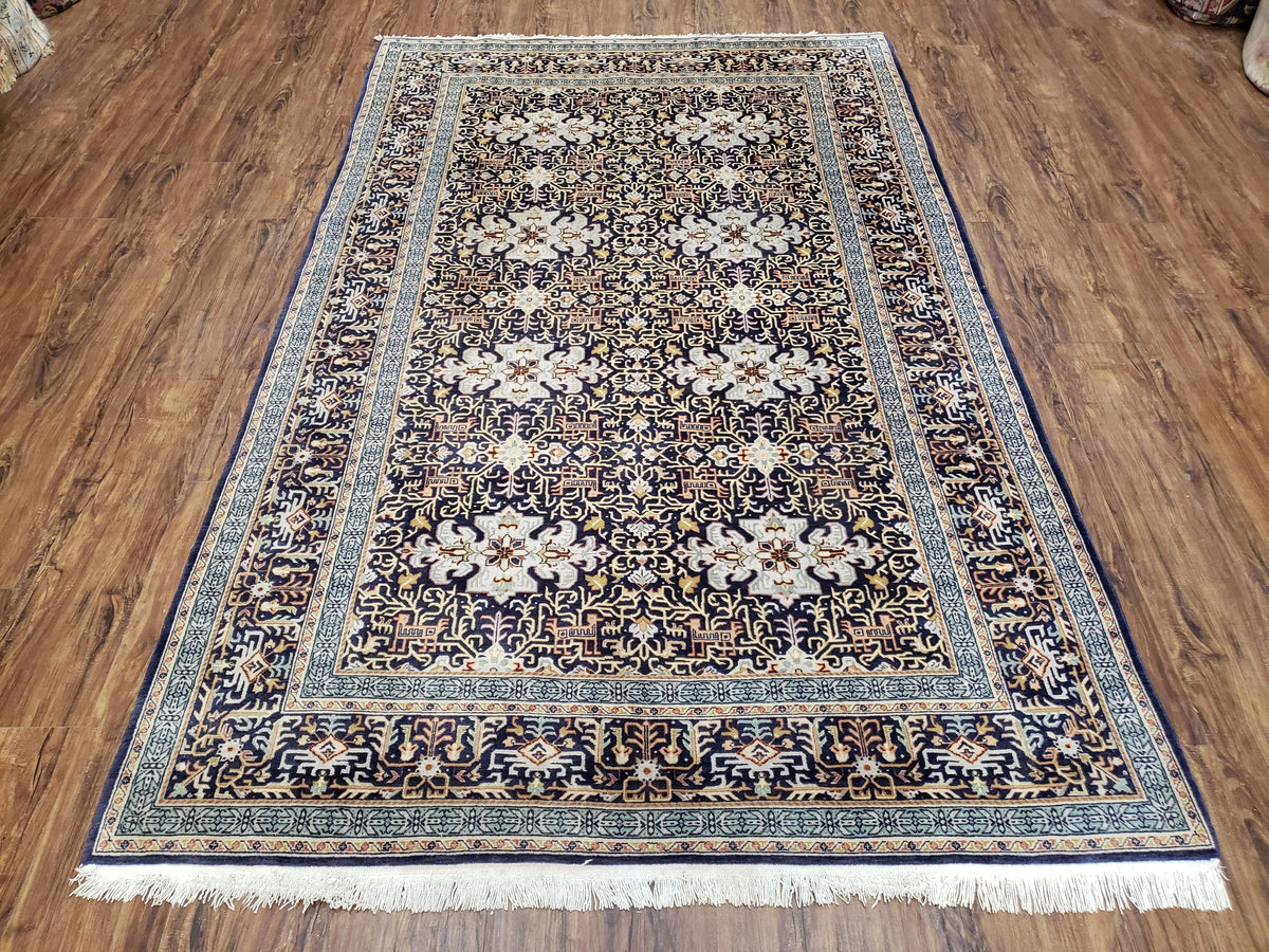Persian Kashan Rug, Navy Blue, Hand-Knotted, Wool, 4' 8" x 7' 4", Pair A - Jewel Rugs, view 2