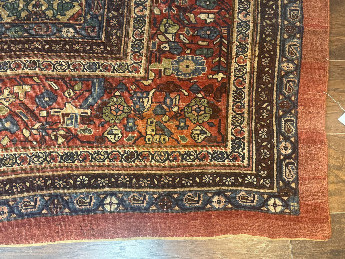 Antique Persian Bidjar Rug 8x15 – Navy Blue, Herati Pattern, Early 20th Century - Jewel Rugs, view 10
