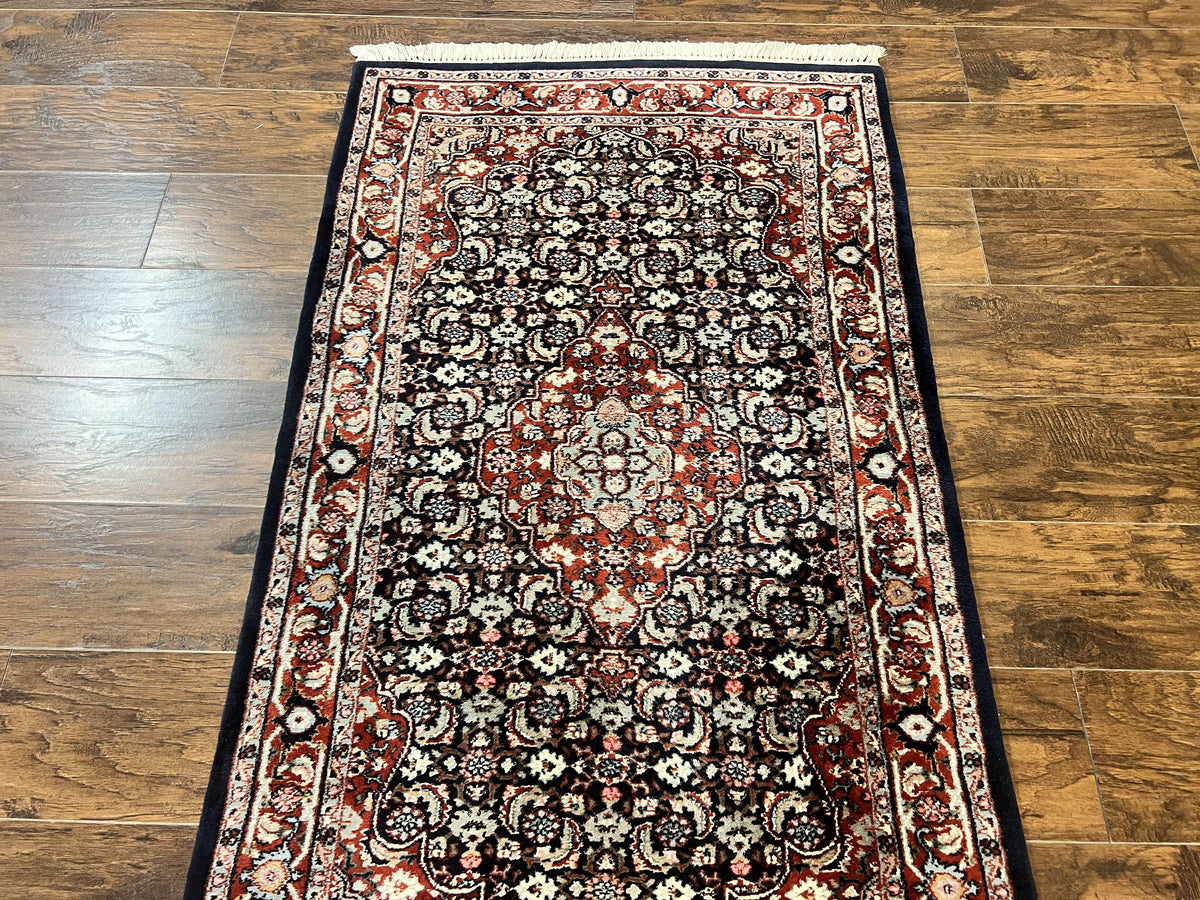 Indo Persian Rug 3x4, Herati Allover Pattern, Midnight Blue and Red, Small Vintage Handmade Wool Rug - Jewel Rugs, view 3