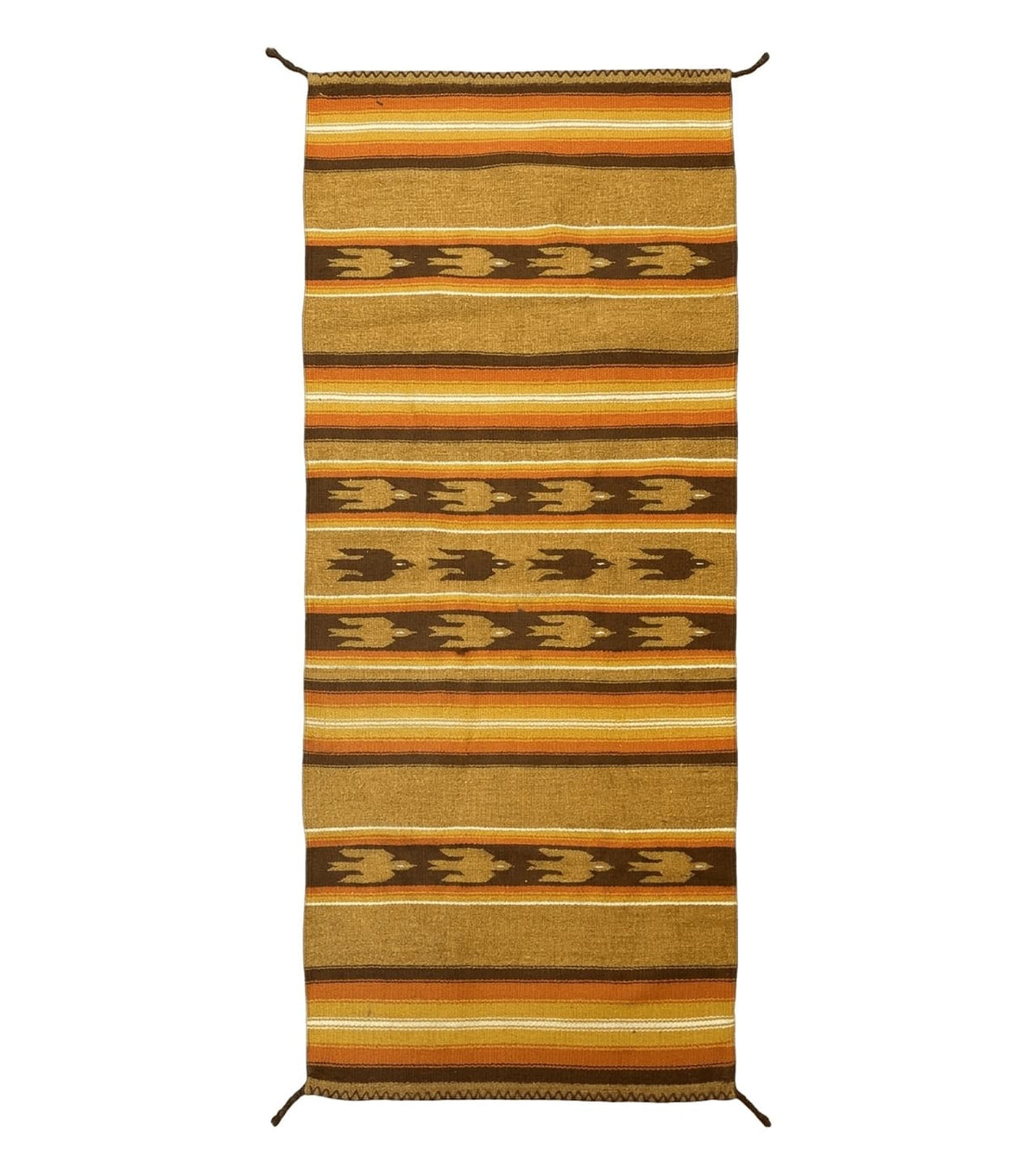 South American Rug Blanket 2.7 x 5.6, Wool, Handmade, Navajo Design, Orange Brown - Jewel Rugs