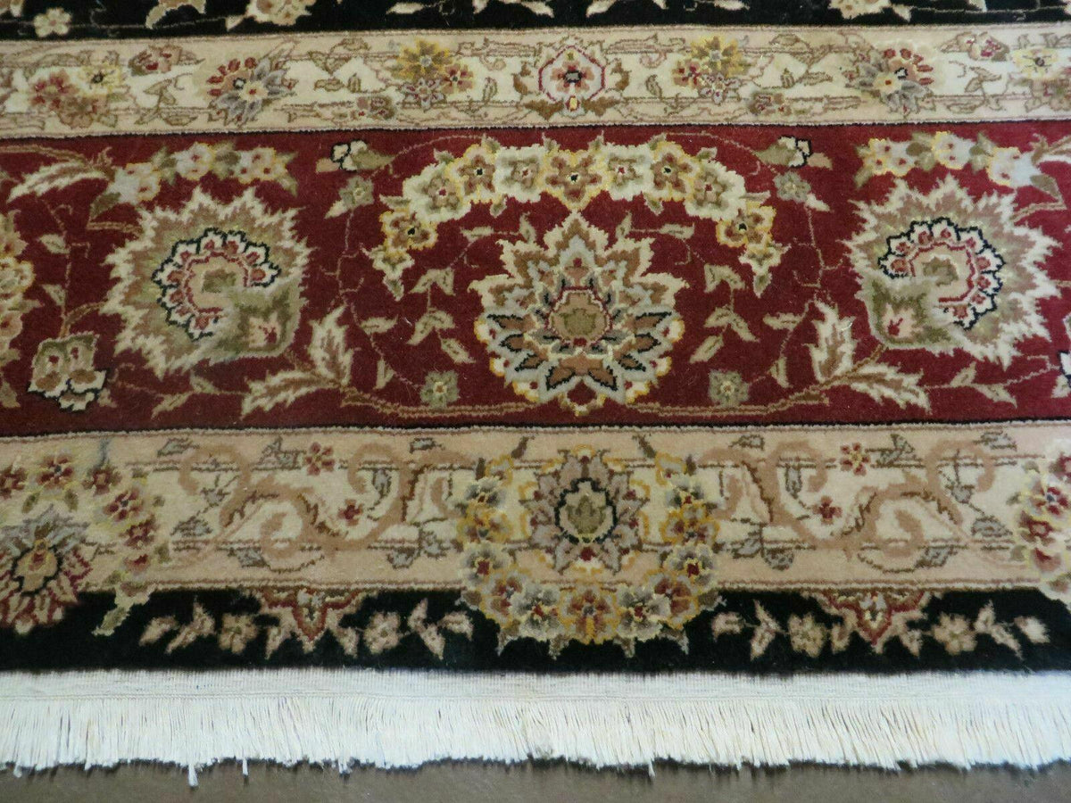 9' X 12' Vintage Handmade Fine Chinese Oriental Floral Wool Rug Silk Black - Jewel Rugs, view 5