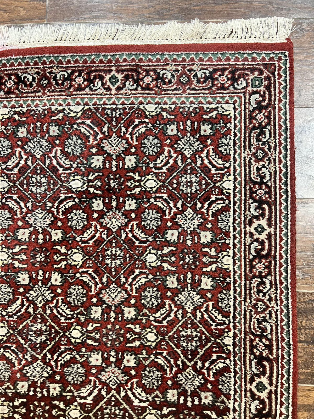 Indo Persian Runner Rug 2.7 x 8, Wool Hand Knotted Vintage Carpet, Red Black, Herati Allover Pattern, Oriental Runner, Rug for Hallway - Jewel Rugs, view 8