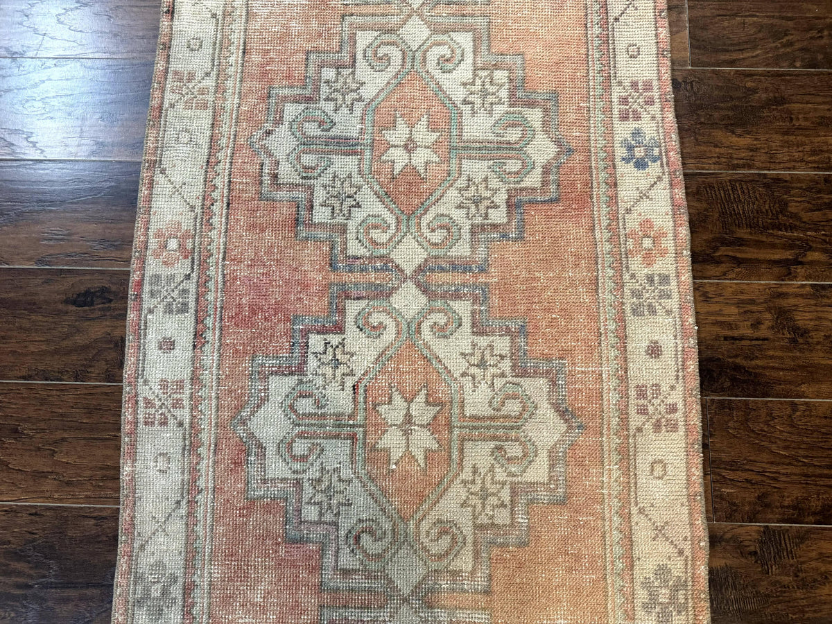 Antique Turkish Runner Rug 3 x 9.6, Farmhouse Rug, Geometric Runner, Handmade, Vintage Rug for Modern Home - Jewel Rugs, view 7