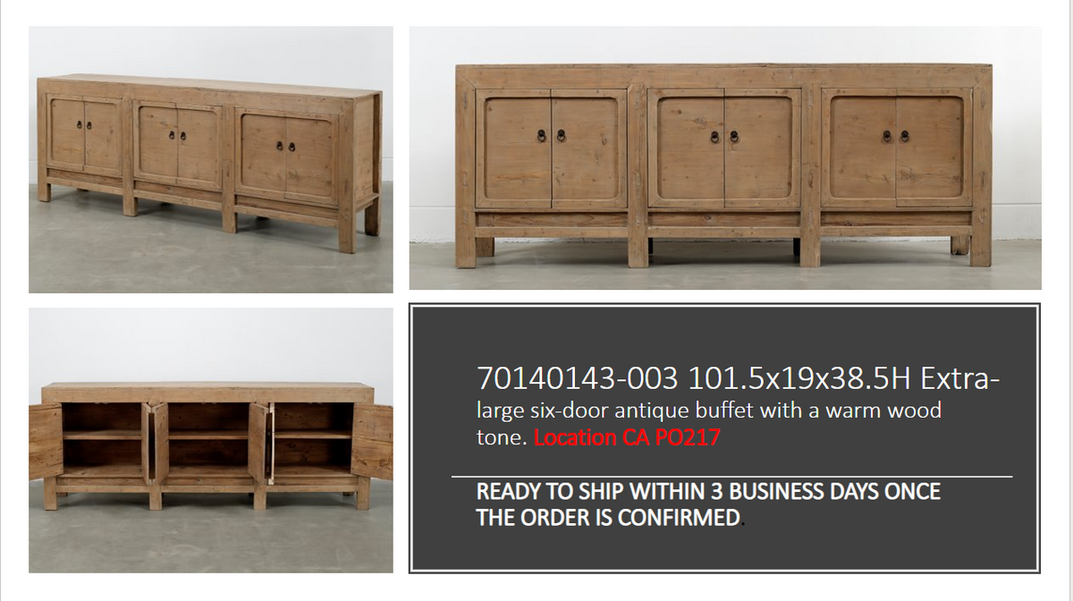 Antique six doors sideboard (Size and finish vary Approx 8-10ft long)