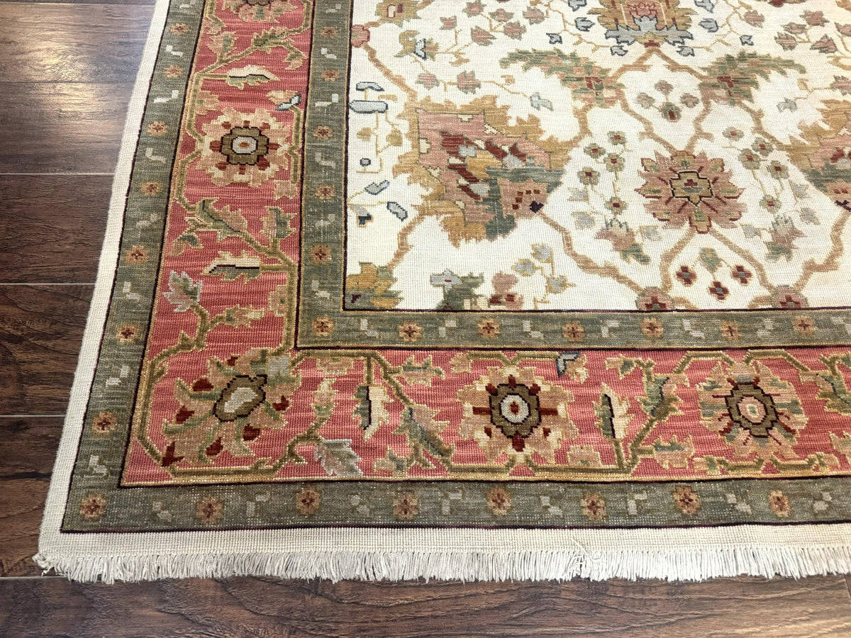 Flatweave Soumak Rug 6x9, Nourison Rug, Wool Handmade, Floral, Ivory - Jewel Rugs, view 9