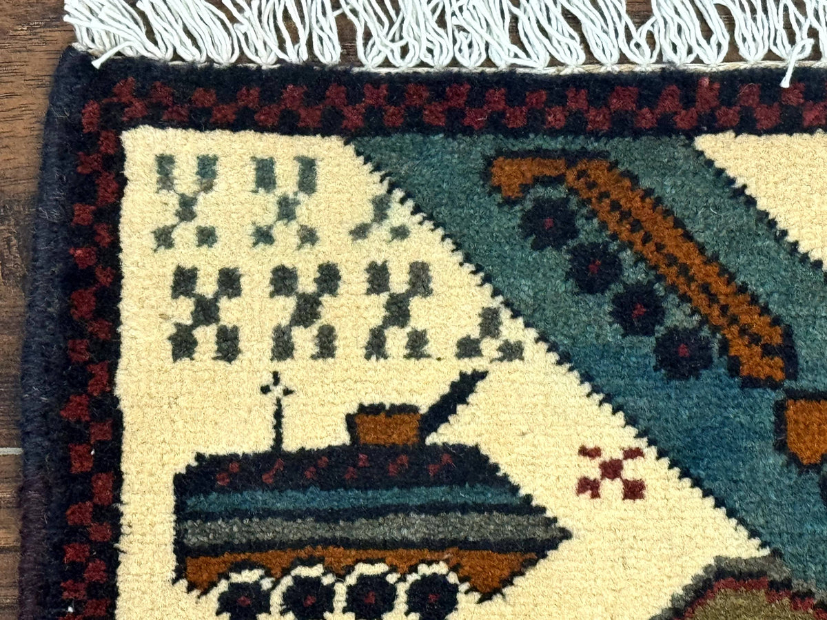 Afghan War Rug, Helicopters Tanks Guns, Handmade, Wool, 2x3 - Jewel Rugs, view 7