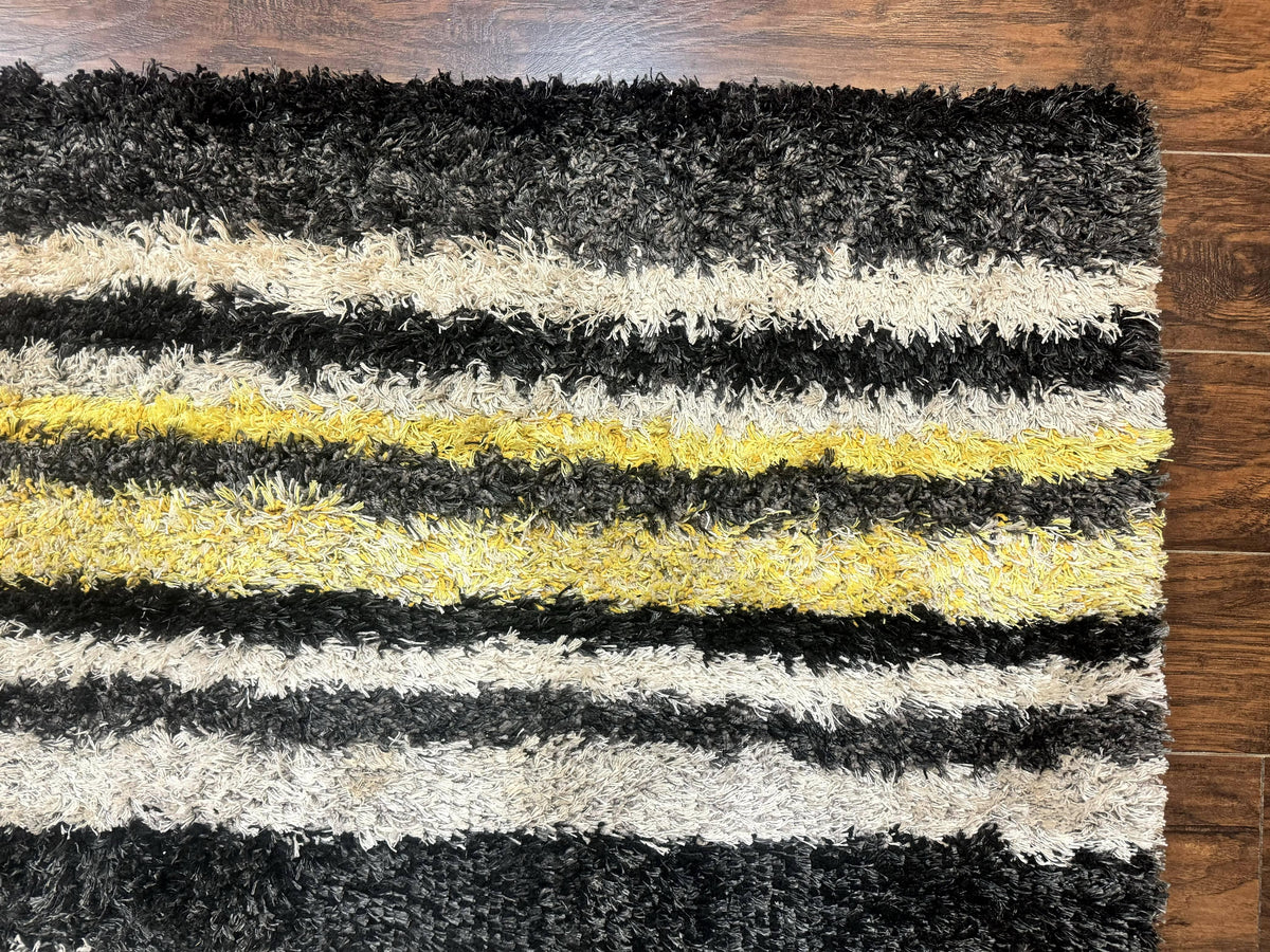 Shag Rug 5x8, Yellow Ivory Charcoal, Contemporary - Jewel Rugs, view 8