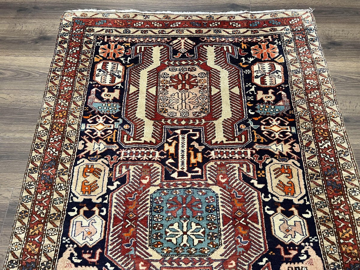 Persian Ardabil Wide Runner Rug 4x10 - Geometric Medallions & Animal Pictorials - Jewel Rugs, view 3