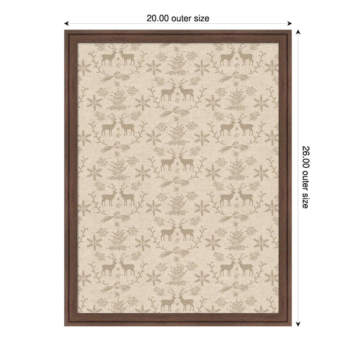 Framed Fabric Magnetic Board Reindeer Linen Wall Organization