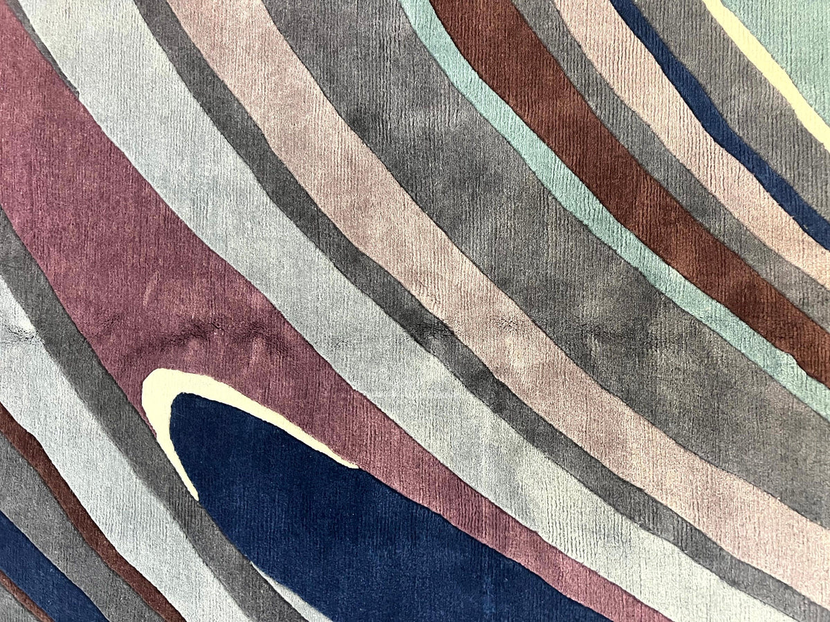Modern Nepali Handmade Wool Rug 6x8, Blues Gray Mauve, Abstract, Nepali Tibetan Rug - Jewel Rugs, view 5