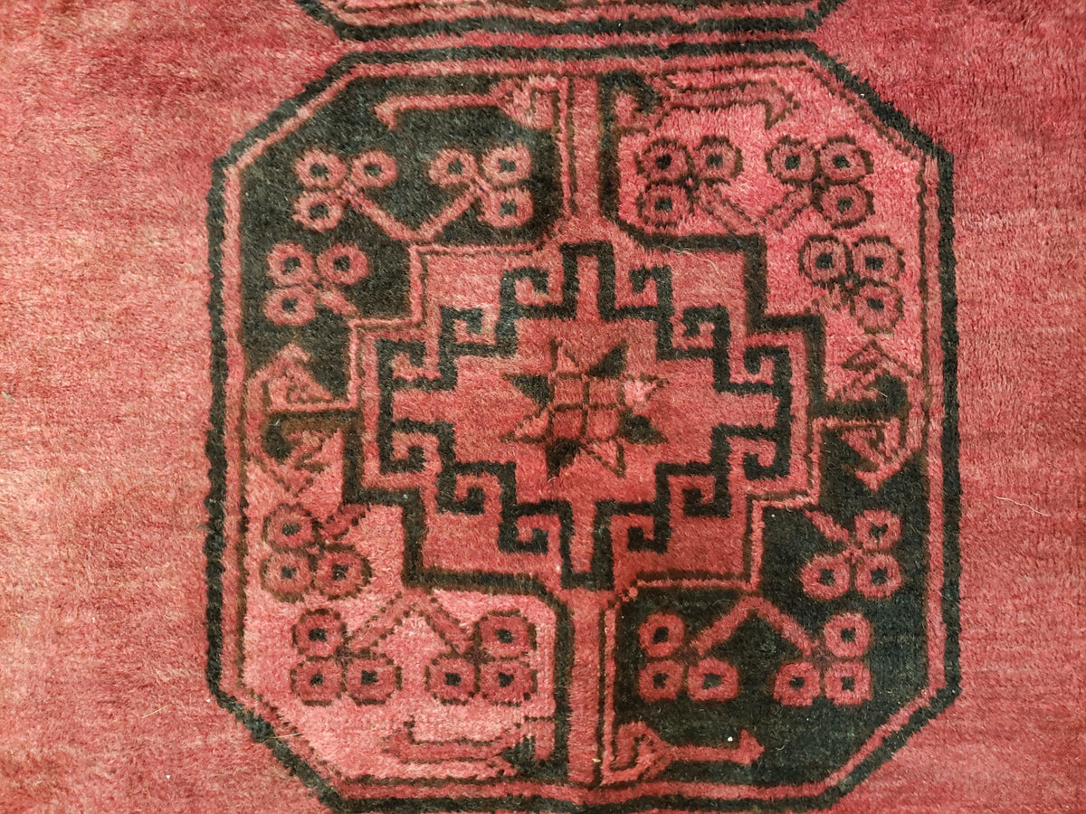 Antique Bukhara Area Rug, Vintage Afghan Bokhara Bashir Rug, 4x6 Hand-Knotted Oriental Carpet, Red & Black Wool Rug, 4' x 5'9 - Jewel Rugs, view 6