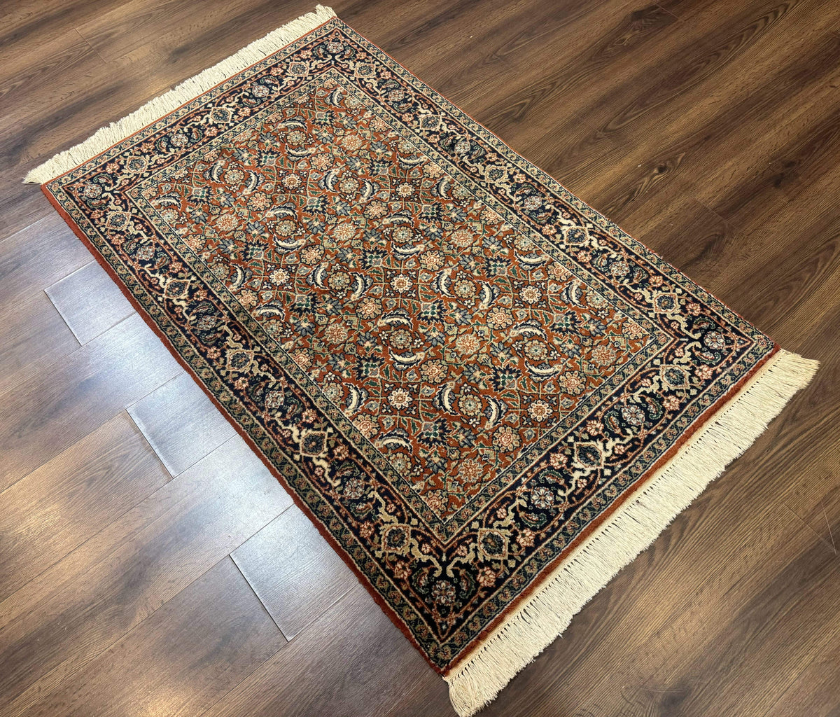 Indo Persian Bijar Rug 3x5, Red and Navy Blue, Allover Pattern, Fine Hand Knotted Wool Carpet - Jewel Rugs, view 13
