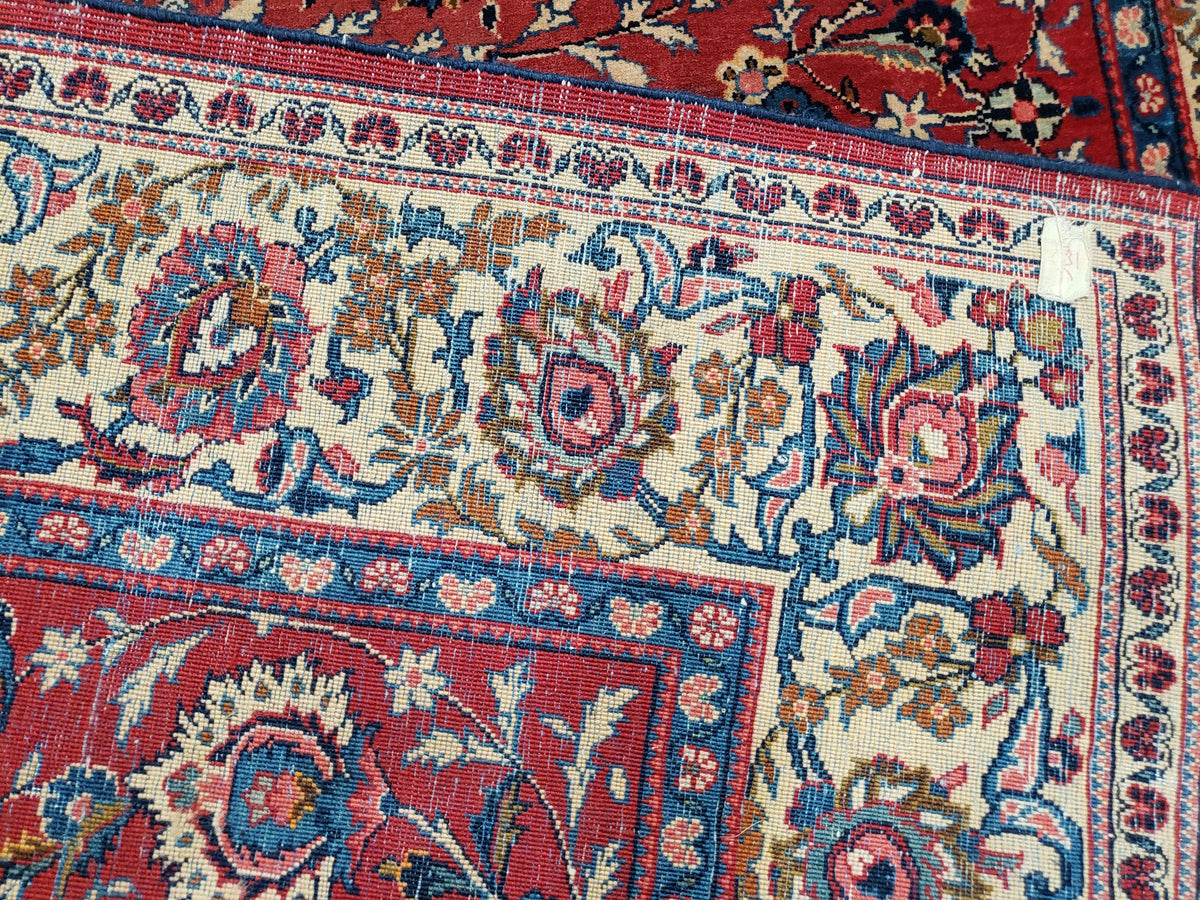 Semi Antique Persian Kashan, Red & Cream, Hand-Knotted, Wool, 4' 8" x 6' 6", Pair A - Jewel Rugs, view 11