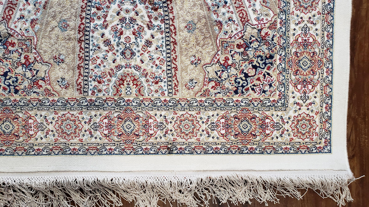 Beige & Cream Small Turkish Silk Rug, Bamboo Silk, Power-Loomed, Persian Design, High Quality, Soft Accent Rug, 3x5 ft, 2' 8" x 4' 11" - Jewel Rugs, view 8
