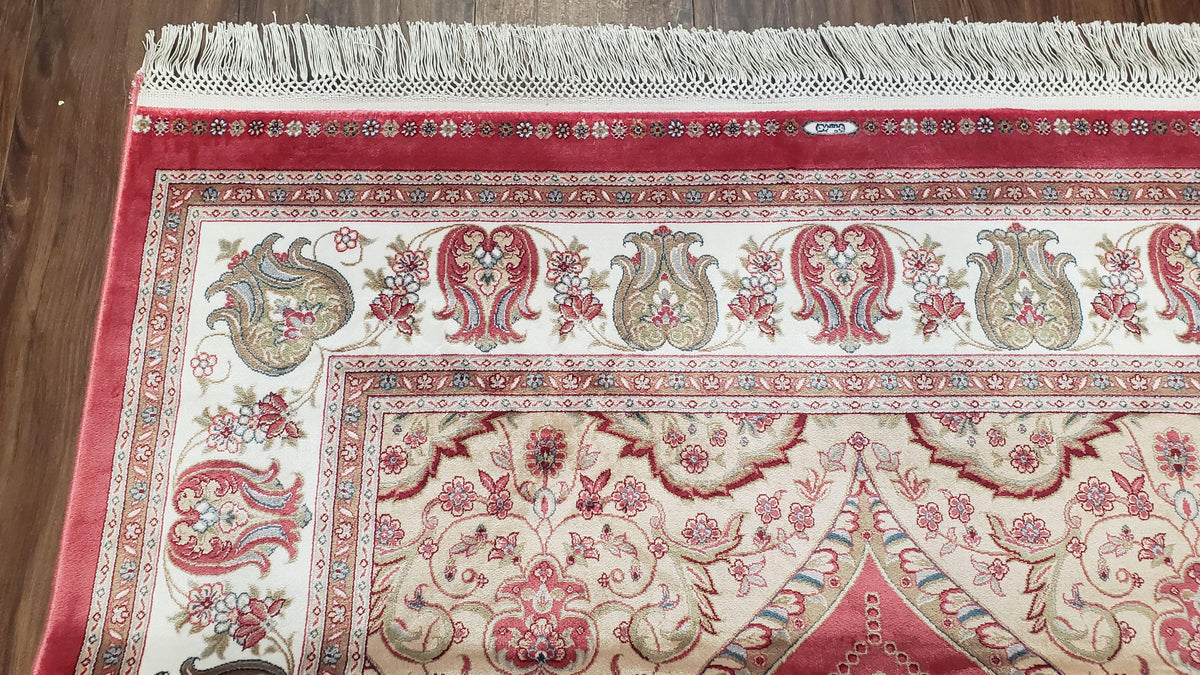 4 x 6 Silk Carpet Red, Traditional Oriental Rug 4x6, Flower Vase Columns, Turkish Rug New, High Quality, Bamboo Silk, Area Rug - Jewel Rugs, view 8