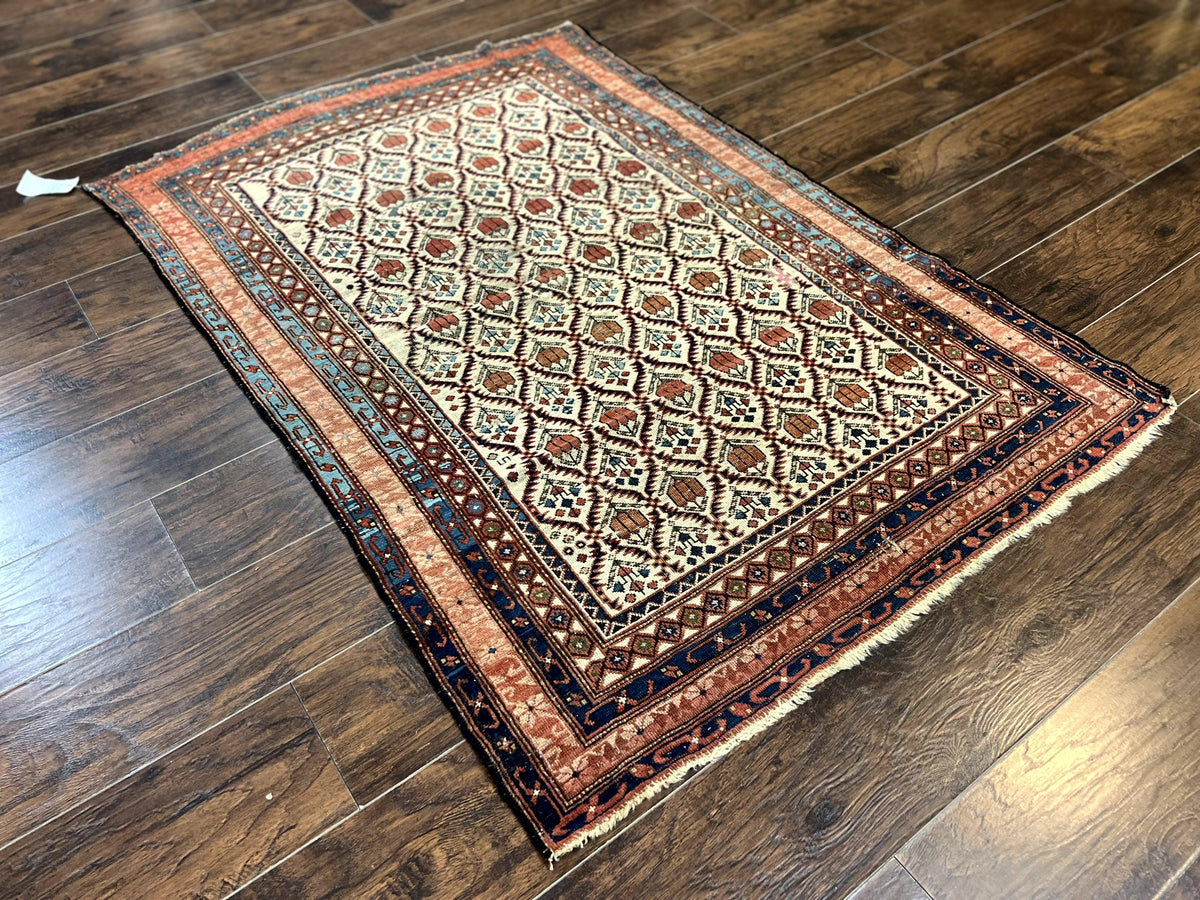 Antique Caucasian Rug 4x6, Hand Knotted Wool Carpet, Shirvan Rug - Jewel Rugs, view 3