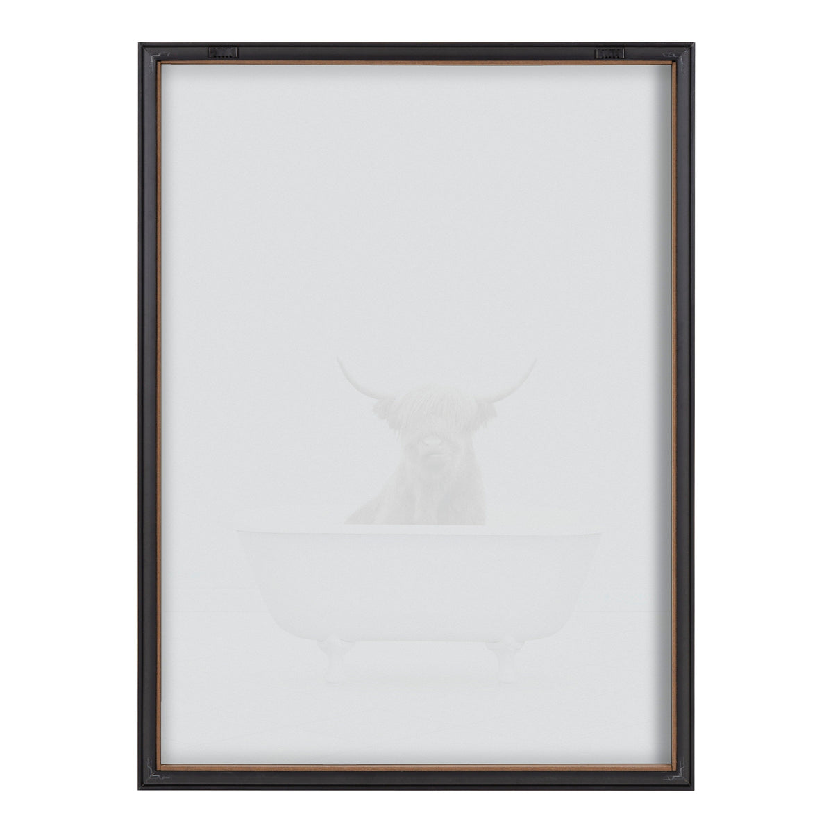 Blake Highland Cow Solo Bathtub Framed Printed Glass by Amy Peterson Art Studio