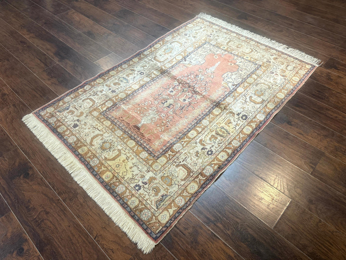 Silk Turkish Kayseri Rug 4x6, Haji Jalili Design, Vintage Rug - Jewel Rugs, view 3