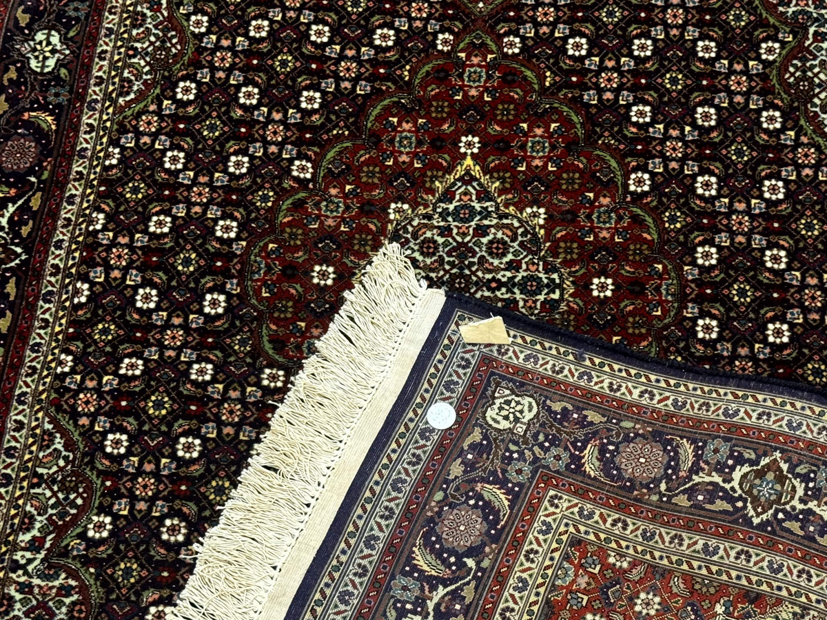 Persian Tabriz Rug 3x5, Wool on Silk Foundation, Very Fine 550 KPSI, Dark Navy Blue - Jewel Rugs, view 10