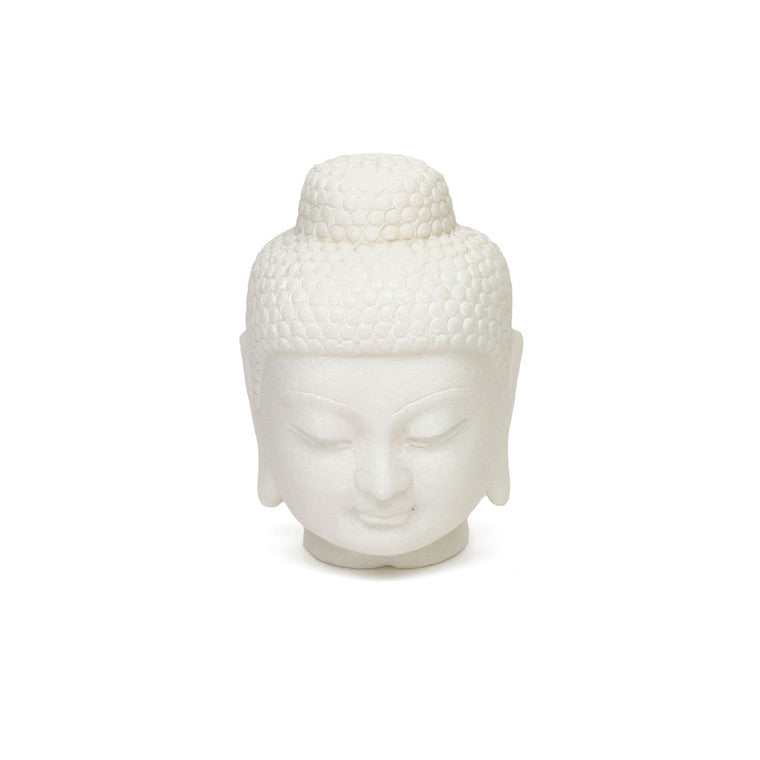 12" Hand Carved White Marble Buddha Head Statue image 3