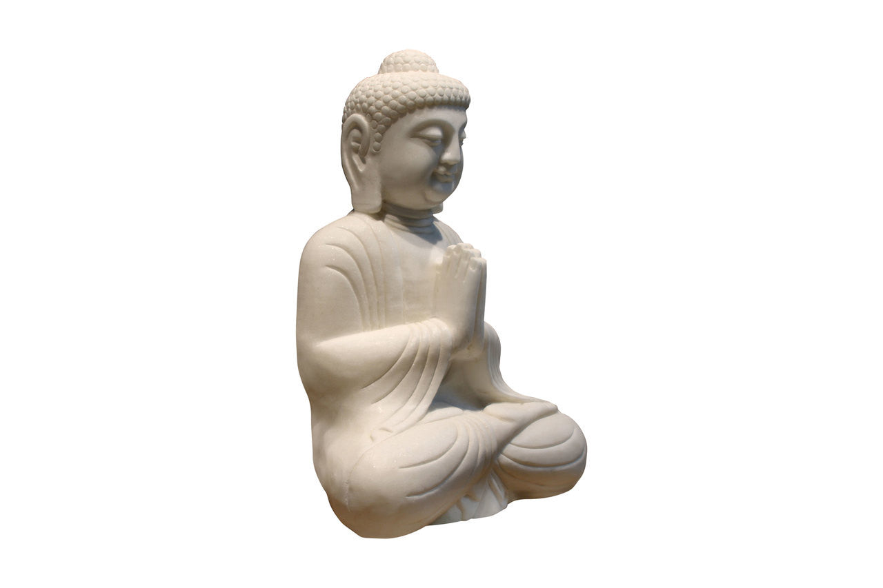 White Marble Praying Buddha Statue image 3