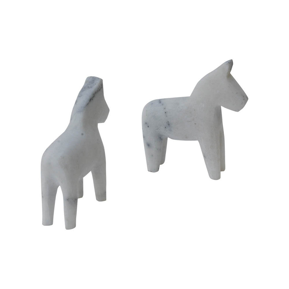 Pair of White Marble Horse Bookends