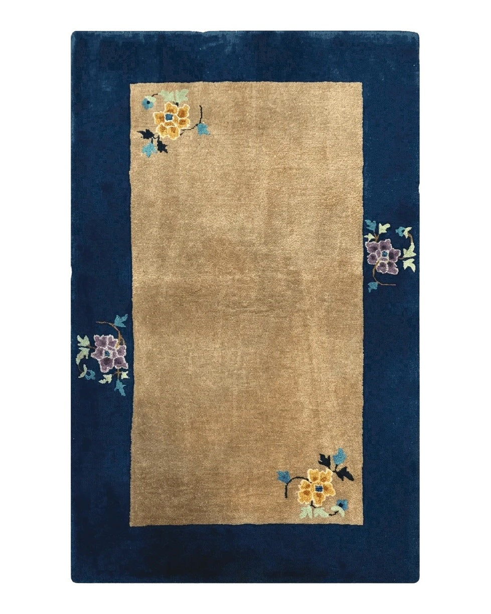 Chinese Rug 3x5, Antique Peking Art Deco Carpet, Simple Design - Jewel Rugs