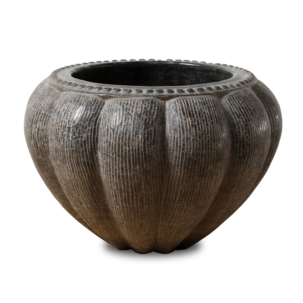Approx. 15 Inches Wide Handcarved Petal Shaped Bluestone Basin image