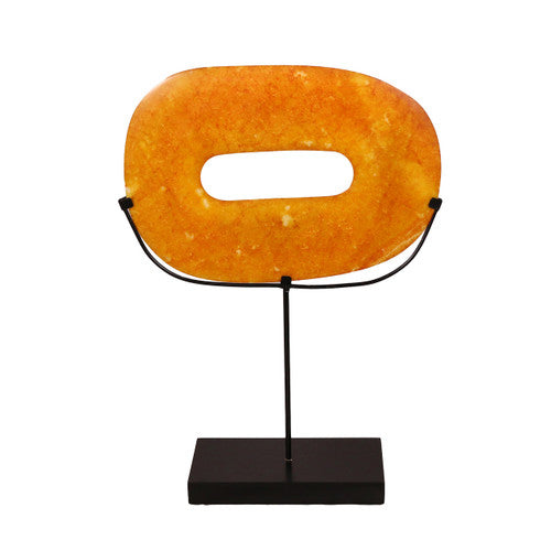 Approx. 15" High Handmade Amber-colored Jade Statue Oval image 2