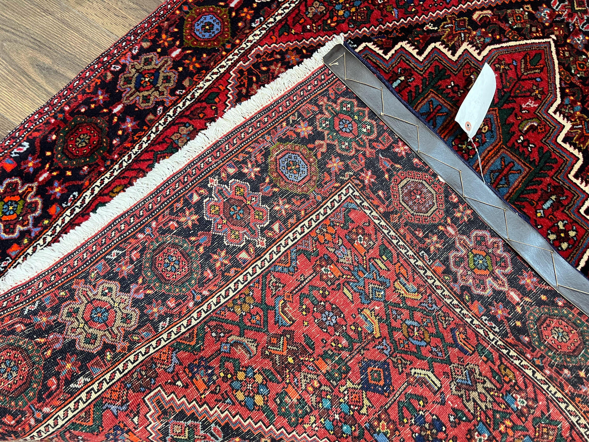 Fine Persian Bidjar Rug 3x5 ft, Ruby Red and Black, Geometric Medallion, Hand Knotted Semi Antique Oriental Bijar Carpet, Wool Area Rug, Tribal Rug - Jewel Rugs, view 11