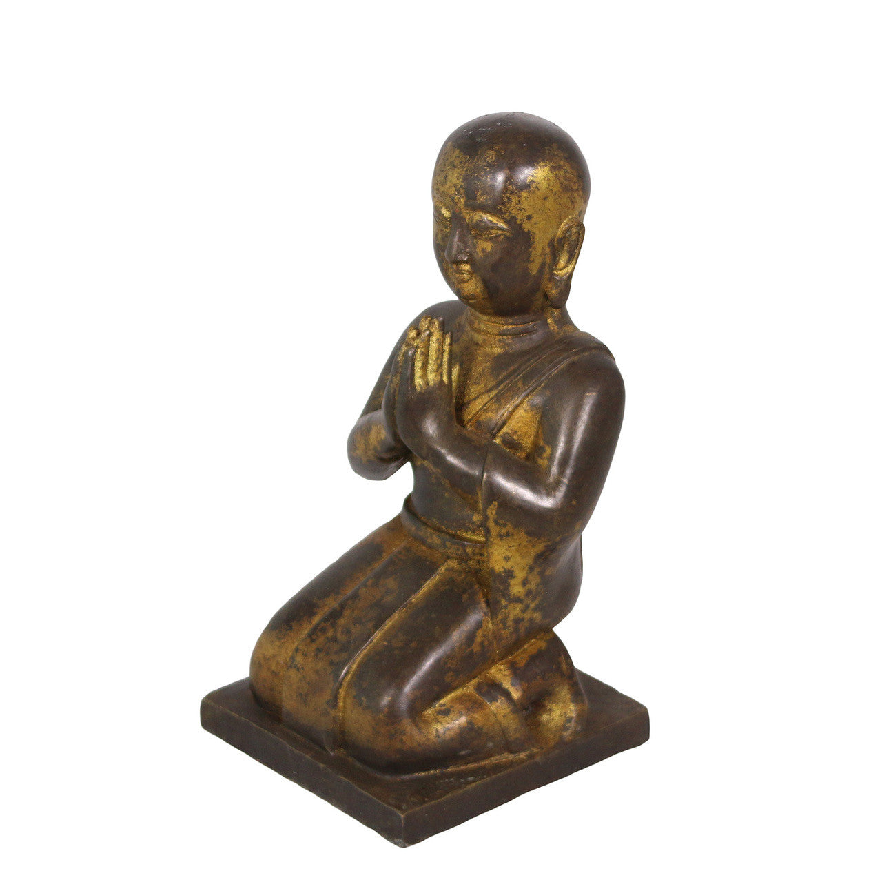 Gilt Bronze Praying Monk Kneel Down image