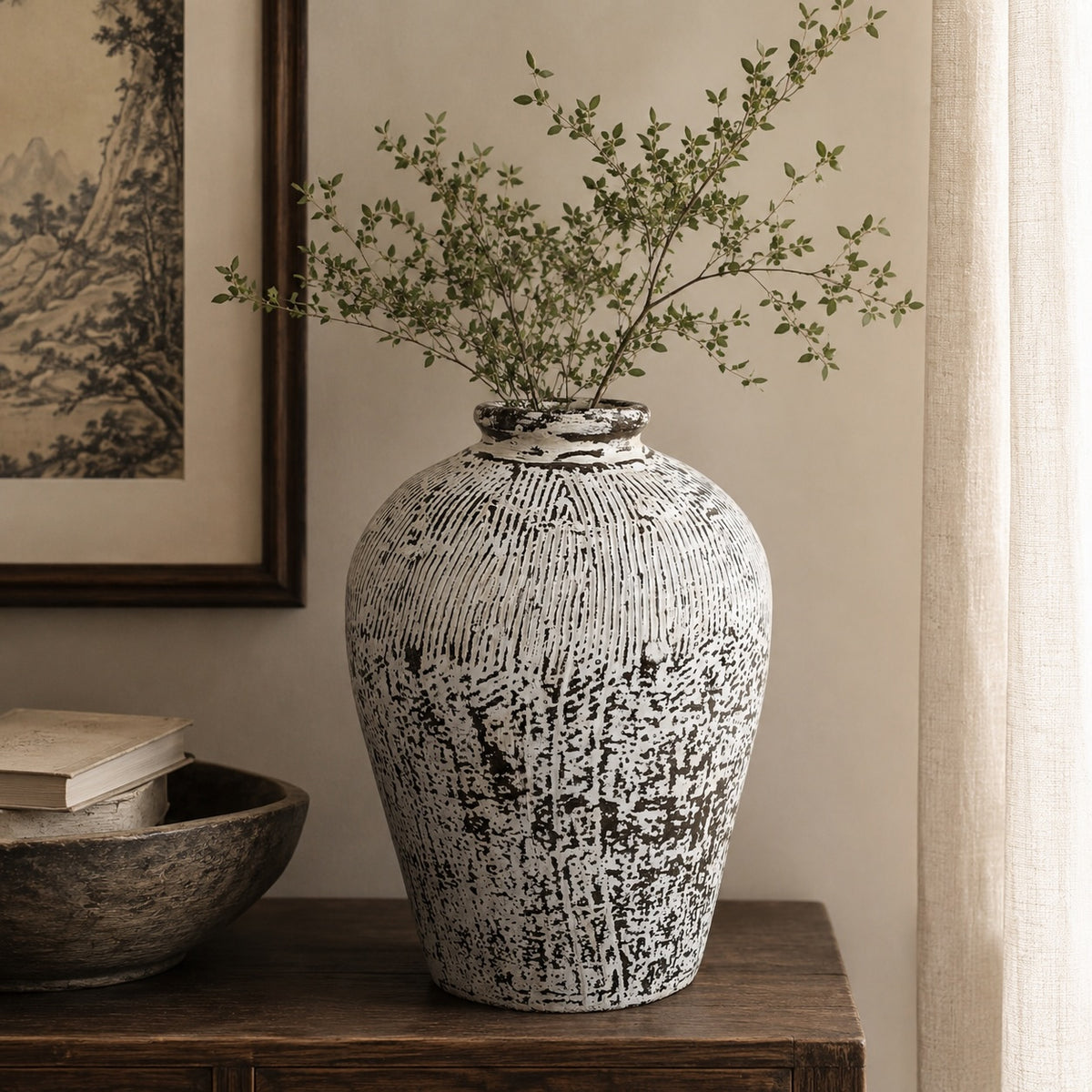 Vintage Pot Approx. 18-22 Inches Distressed White (Size and color vary)