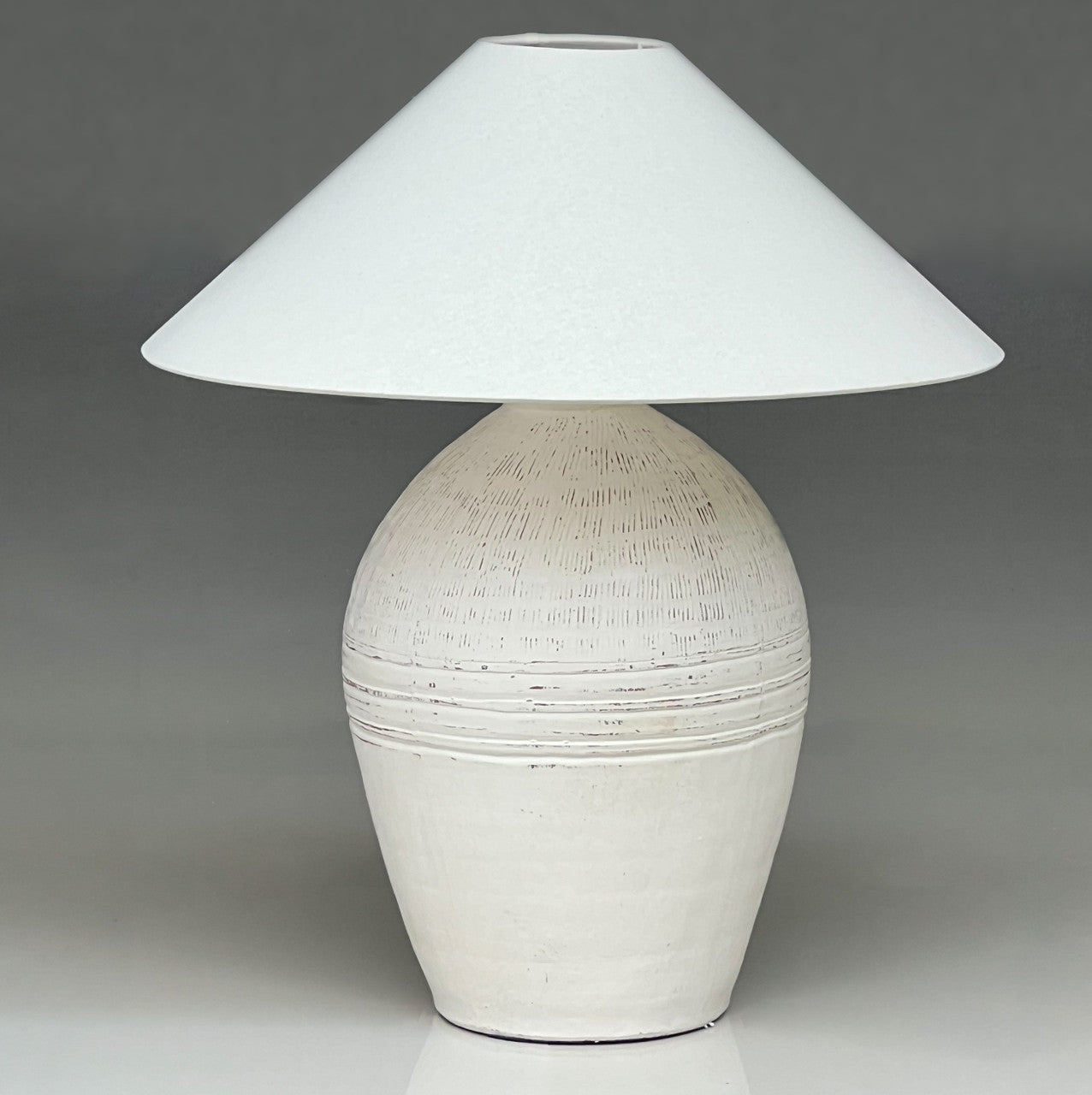 Approx.32 Inches Table Lamp Distressed White with Beige Linen Shade