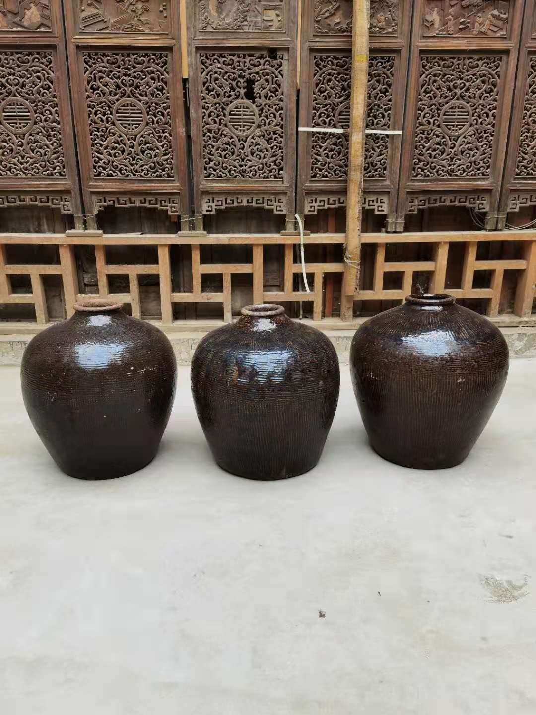 Approx.19-24 Inches Vintage Dark Brown Glazed Wine Jar (Size & Glaze Vary)