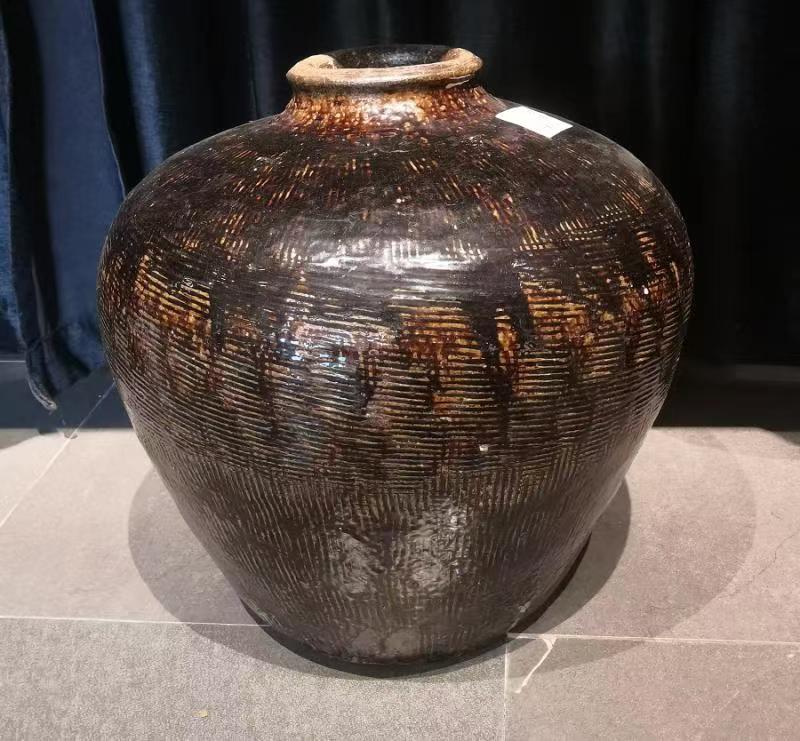 Approx.19-24 Inches Vintage Dark Brown Glazed Wine Jar (Size & Glaze Vary)