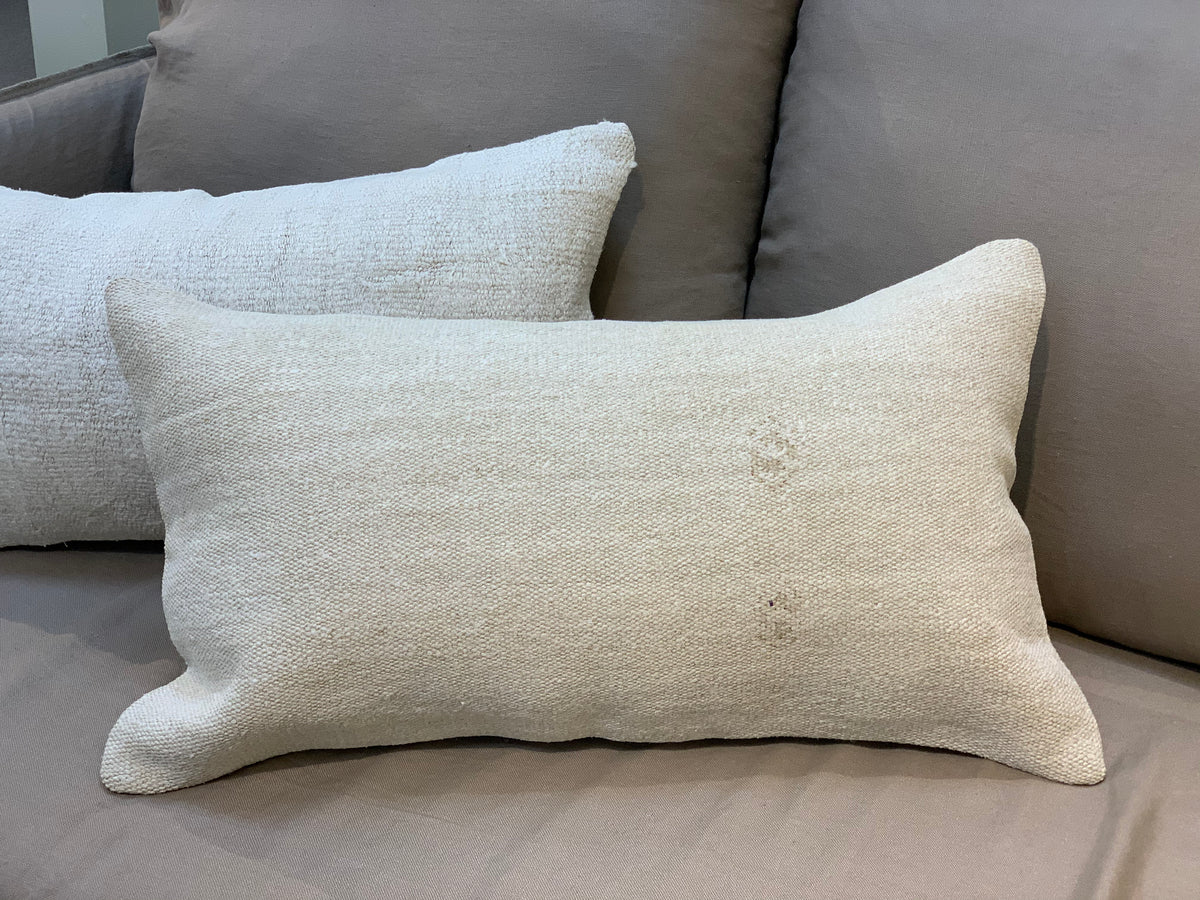 Vintage Turkish Hemp Pillow Cover Lumbar16x28 Beige(size & color vary)