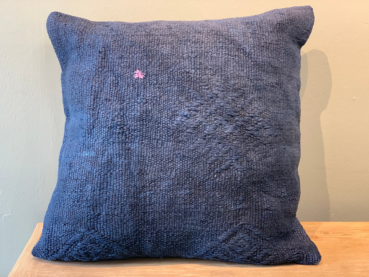 Vintage Turkish Hemp Pillow Cover 24x24 Large Navy (size & color vary)