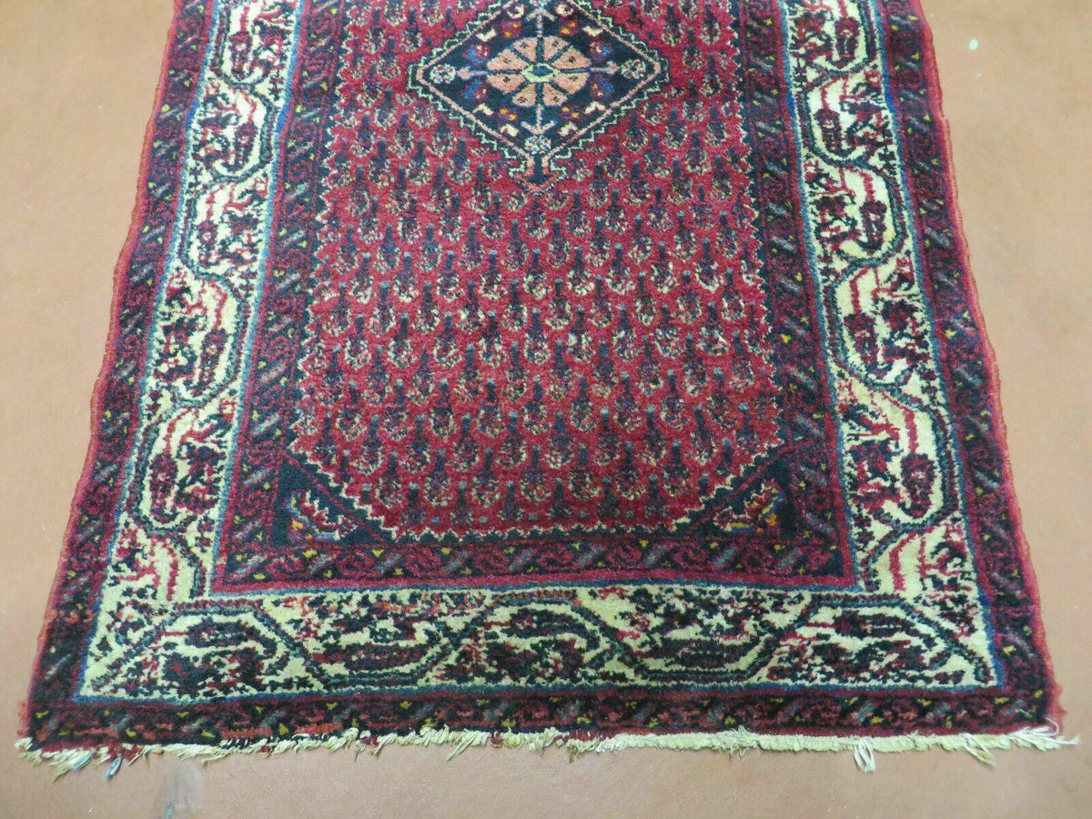 2.5' X 4' Vintage Handmade Indian Amritsar Wool Rug Paisley Design Red - Jewel Rugs, view 6