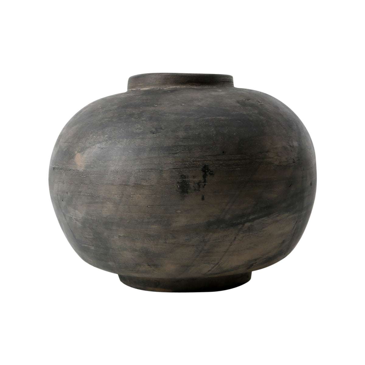 10" Earthy Gray Pottery Pot Round