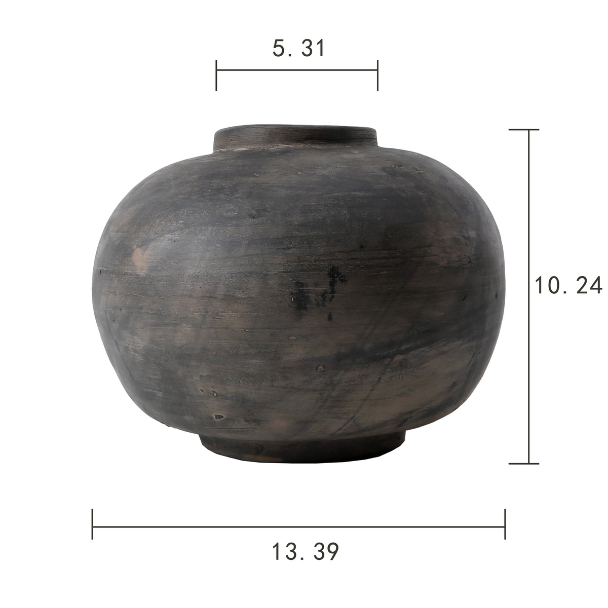 10" Earthy Gray Pottery Pot Round
