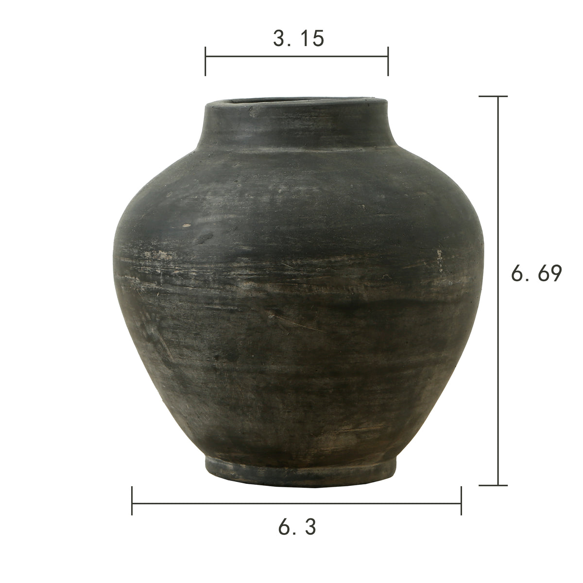 Approx. 7" Earthy Gray Vase Tapered Down Small