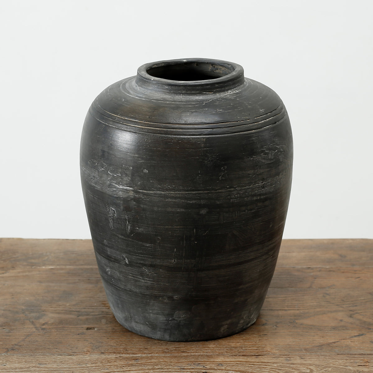 Approx 11" Earthy Gray Vase with Three Lines