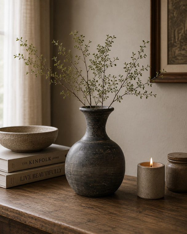 Approx. 8.7" H Charcoal Gray Vase Vintage Style (3" opening) image 3