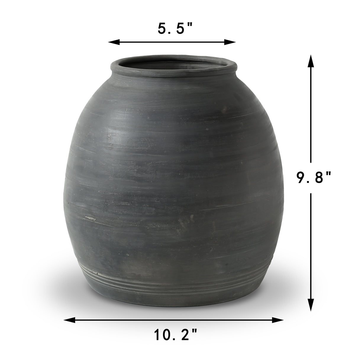 Approx.10" Charcoal Gray Pottery Vase